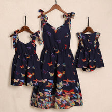 Load image into Gallery viewer, family look butterflies mother daughter dresses mommy and me clothes mom mum mama and baby girls matching dress family outfits